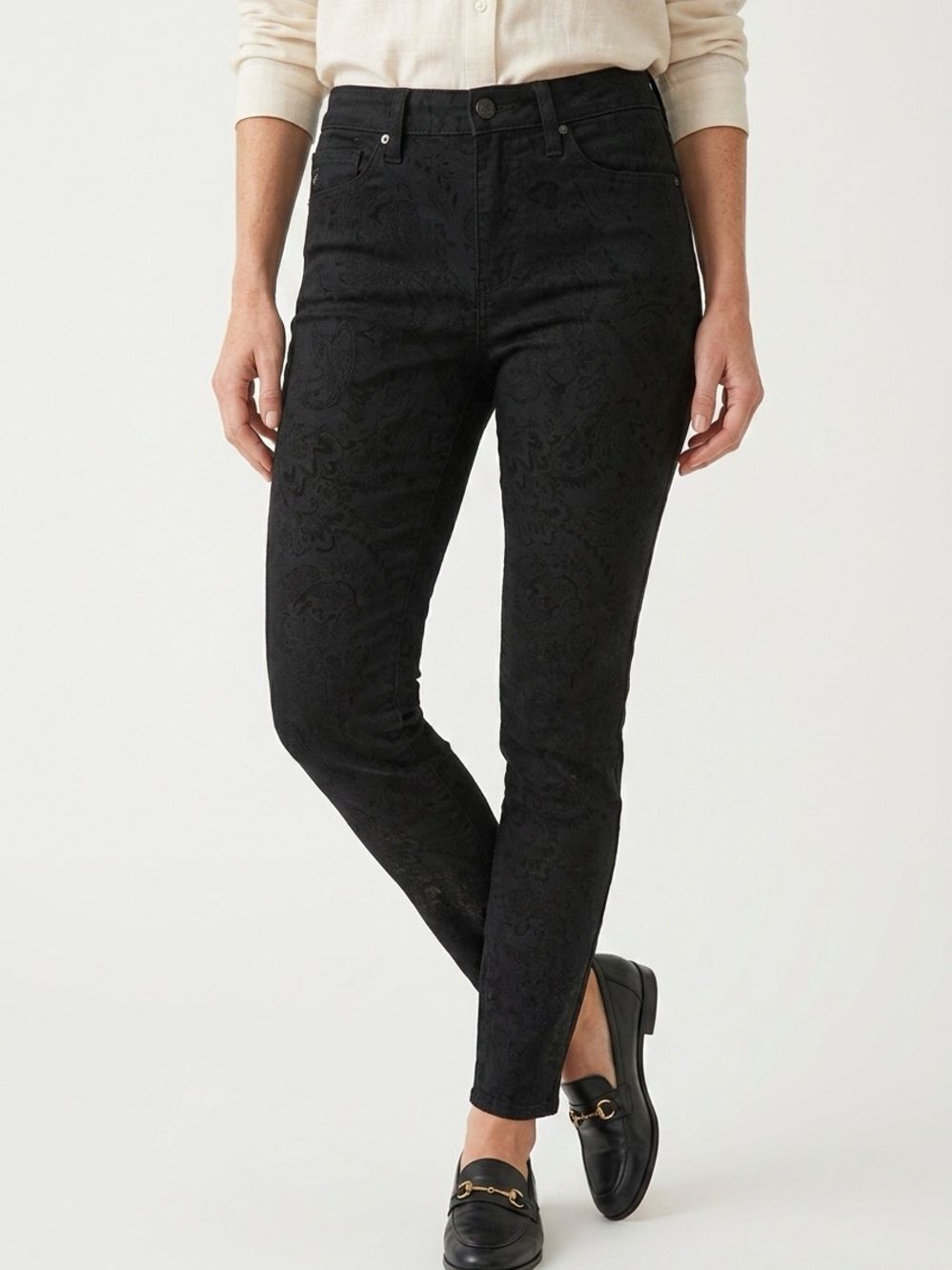 KANCAN | NEW Hi Rise Ankle Skinny Black Jeans Velour Textured Print Women’s 3/25